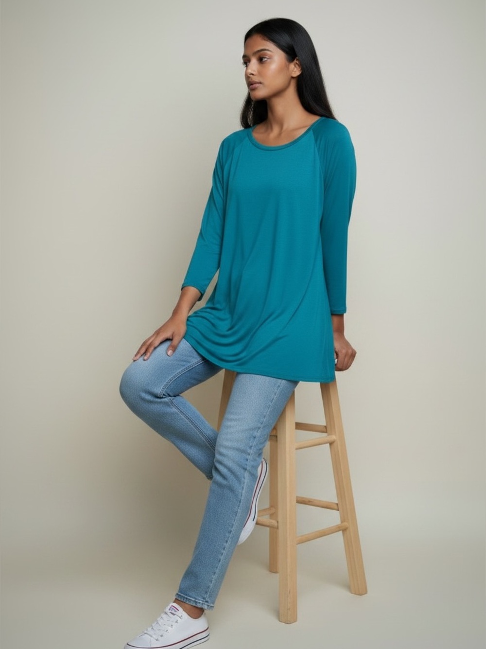 Two Halston Jersey Knit Three Quarter Sleeve Tops
size XS   VGUC